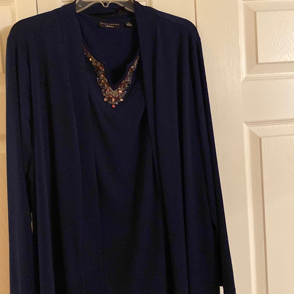 Sophisticated evening top with jacket, size 1X, Royal blue. Wore only one time